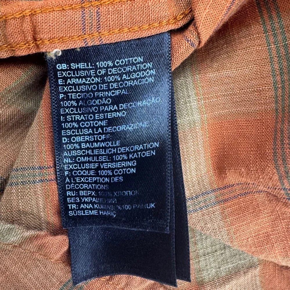 The North Face Mens XXL Plaid Button Down Short Sleeve Shirt Orange‎